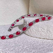 Burma Natural Pigeon Blood Ruby Tennis Diamond Bracelet D10.00ct d3.38ct 18K Gold